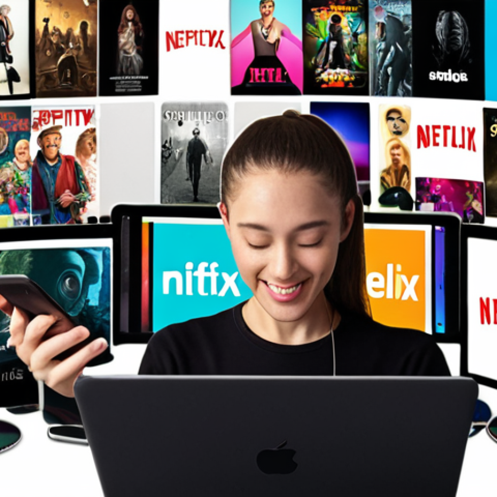 **

*   **Prompt:** A vibrant, dynamic image representing the shift from owning to accessing digital content. Focus on streaming services like Spotify and Netflix. Visualize a person happily using multiple devices (phone, tablet, laptop) to access various media, contrasted with a fading image of physical media like CDs and DVDs. Use a color palette that reflects the branding of popular streaming services. Consider a sleek, modern design with a subtle "subscription" theme.

**